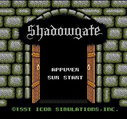 Shadowgate title screen for NES